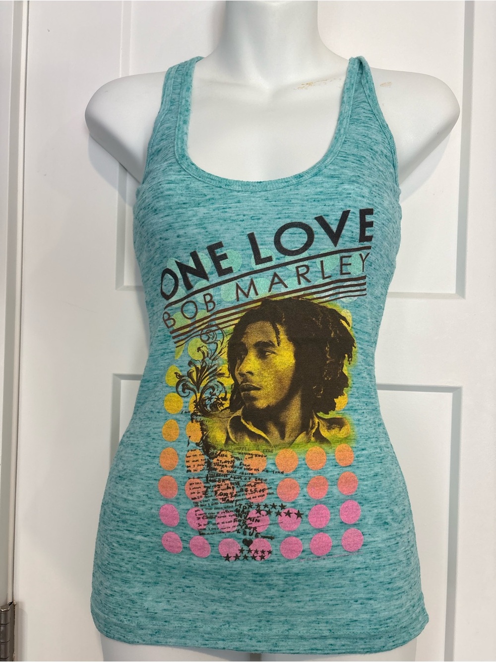 Bob Marley 'One Love' Teal Racerback Tank Top